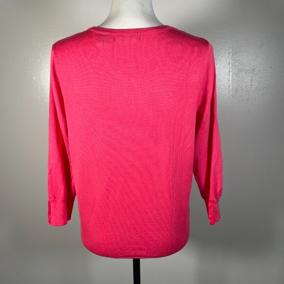 Architect Pink V Neck Tight Knit 3/4 Sleeve Pullover Sweater PXL - Picture 7 of 12